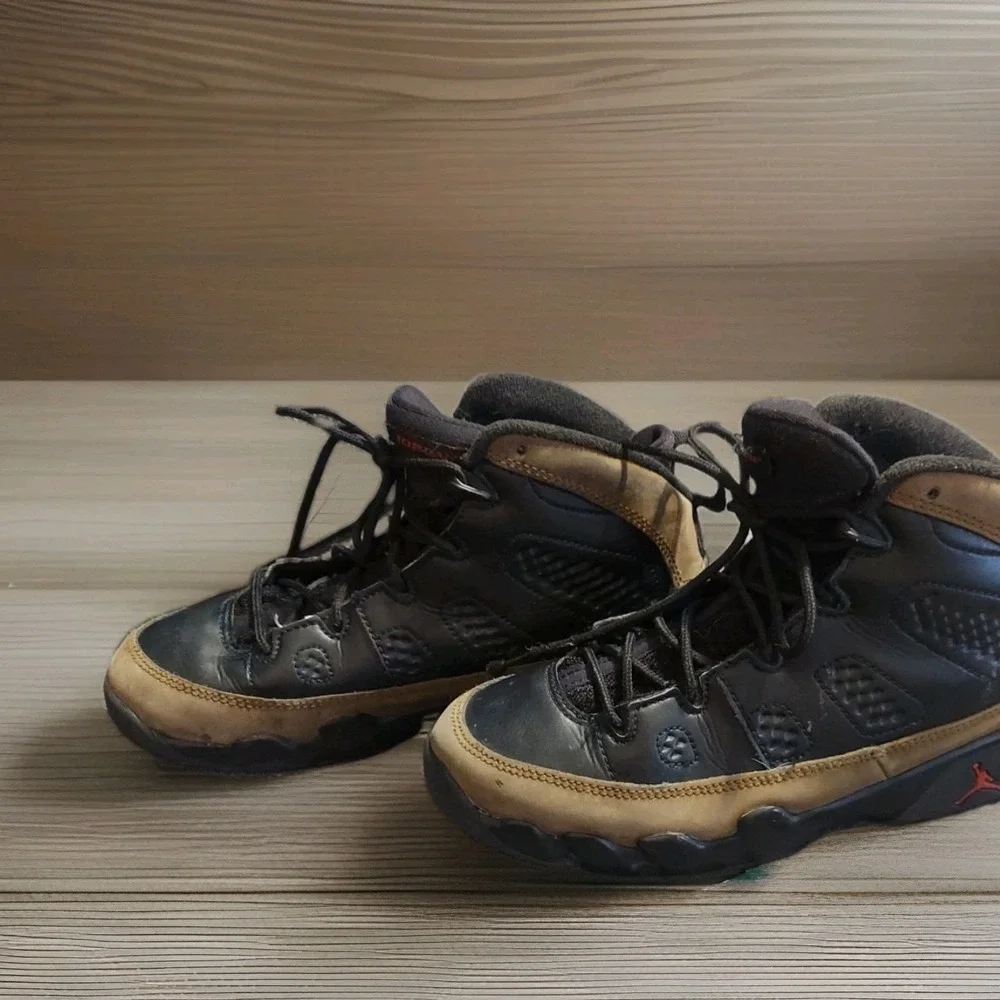 Size 2Y- Nike Air Jordan 9 Retro Olive Black Brown Kids Shoes Basketball Jordan